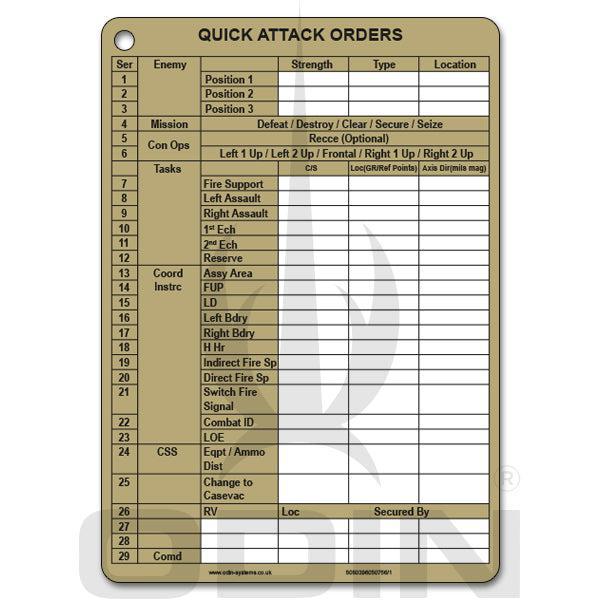 A6 Quick Attack Order Slate (Qaos)