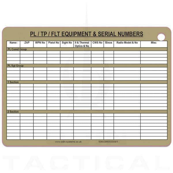 A6 Platoon Equipment Mission Card