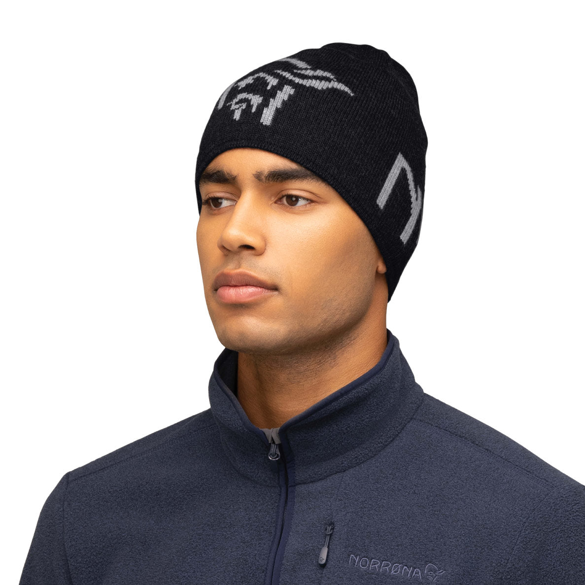 /29 mid merinoUll logo Beanie