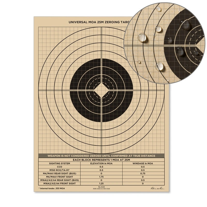 25M Multipurpose Zeroing Target Universal MOA 8.5 X 11 Inch - 100 PK