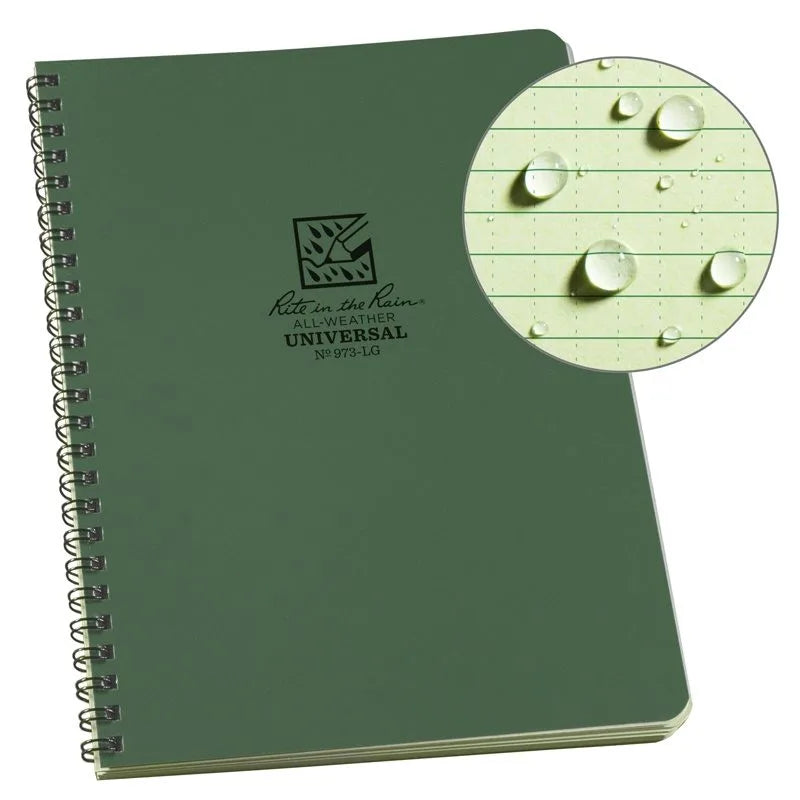 Rite In The Rain Side Sprial Notebook 6.625 X 8.5 Inch (42 Sheets)