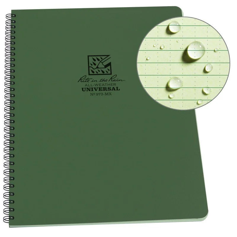 Rite In The Rain Side Spiral Notebook 8.5 X 11 Inch (42 Sheets)